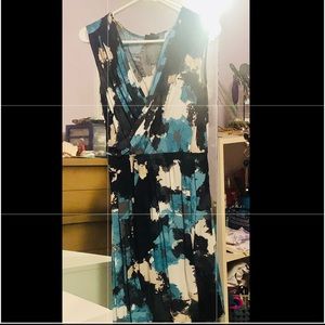 Blue and white patterned dress